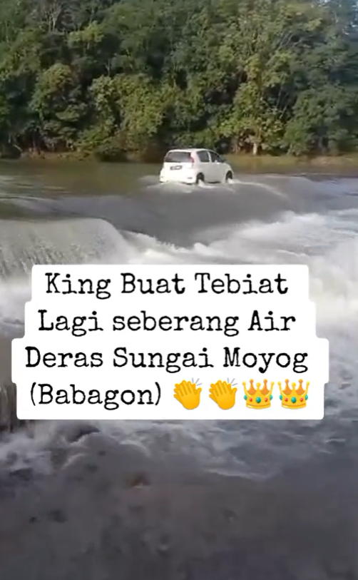 Myvi drives through river in sabah