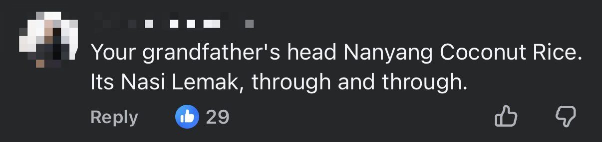 M'sian Protest FB Page Calling Nasi Lemak 'Nanyang Coconut Rice' & Saying It Belongs To S'pore comment 1