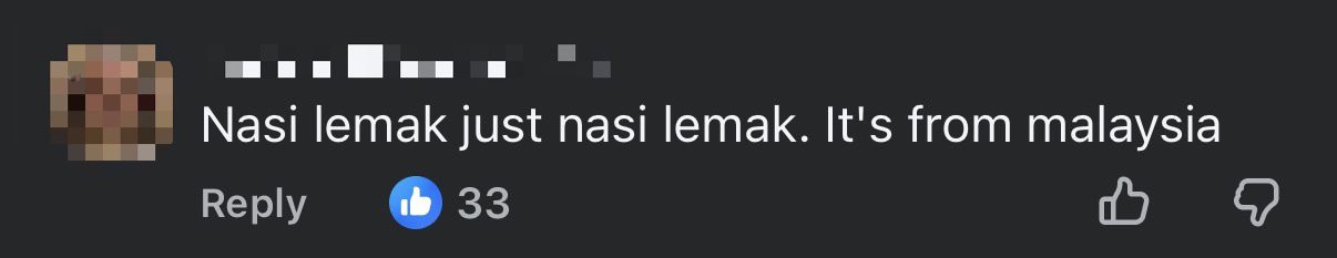 M'sian Protest FB Page Calling Nasi Lemak 'Nanyang Coconut Rice' & Saying It Belongs To S'pore comment 2