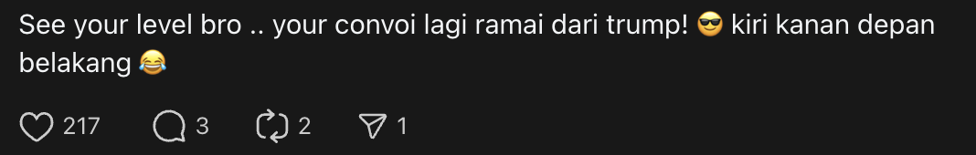 netizen comment- M’sian Jokingly Compares Trump's Highway POV With His, Netizens Amused