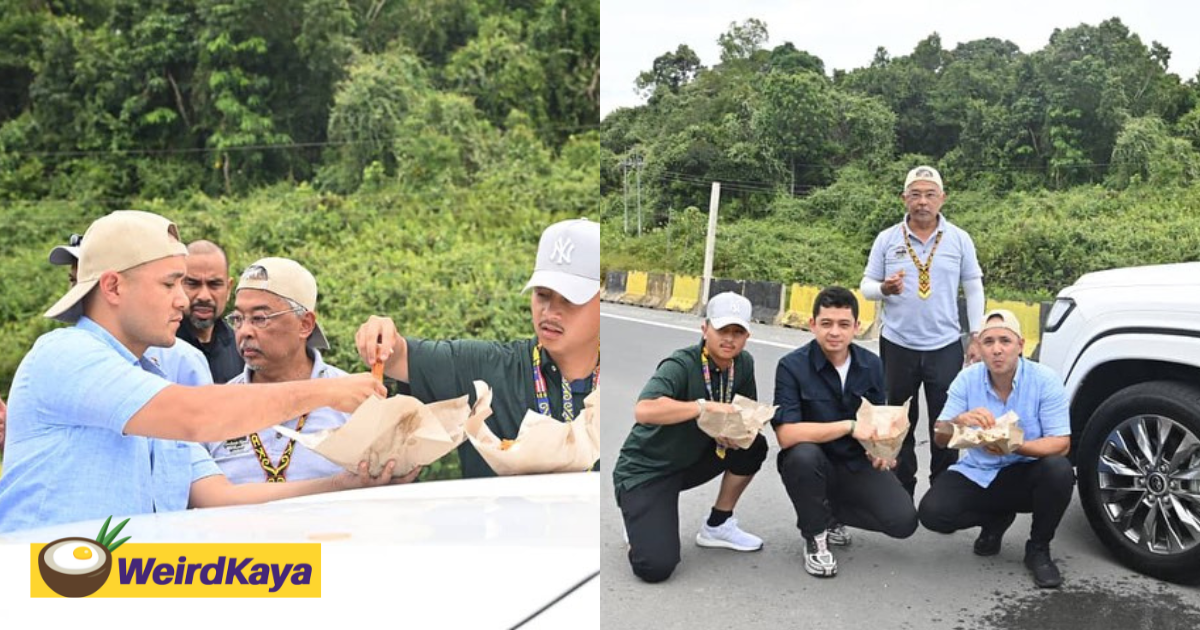Agong enjoys his lunch by the roadside during his east m'sia trip, netizens commend him for his humility  | weirdkaya