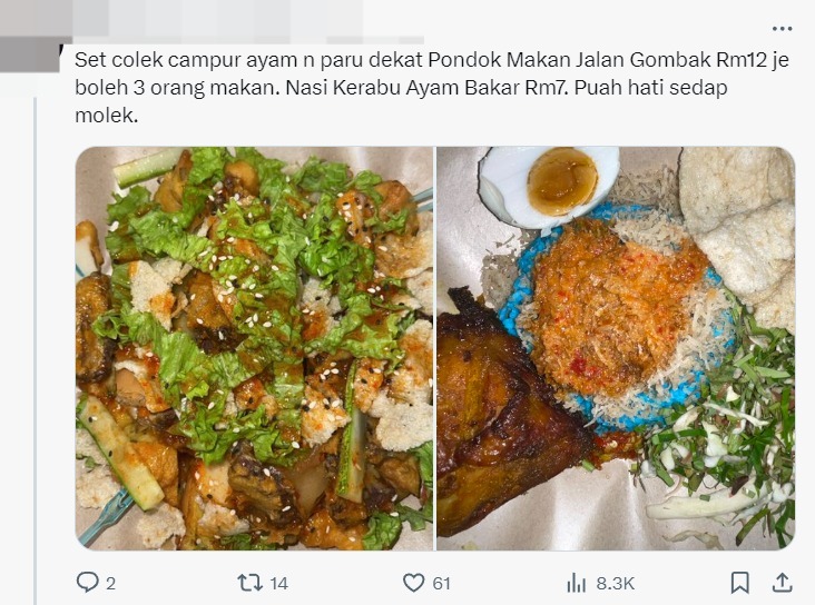 'ridiculous! ' — m'sian man shocked by a plate of colek which cost up to rm71