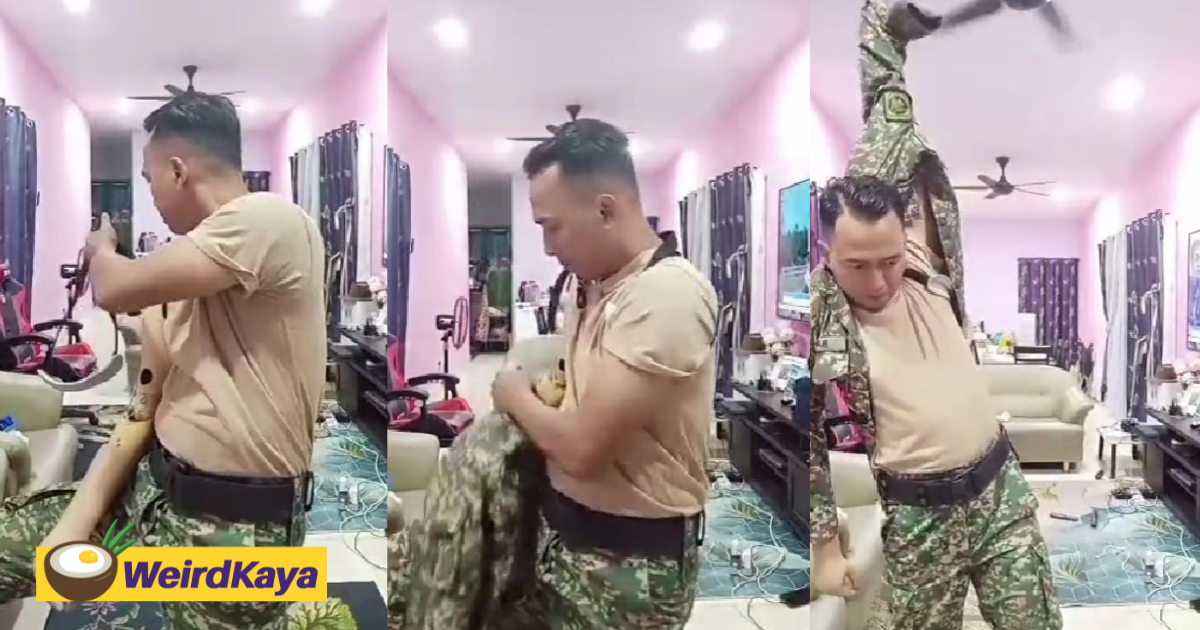 One-armed m'sian soldier inspires netizens with viral tiktok of him putting on his uniform | weirdkaya