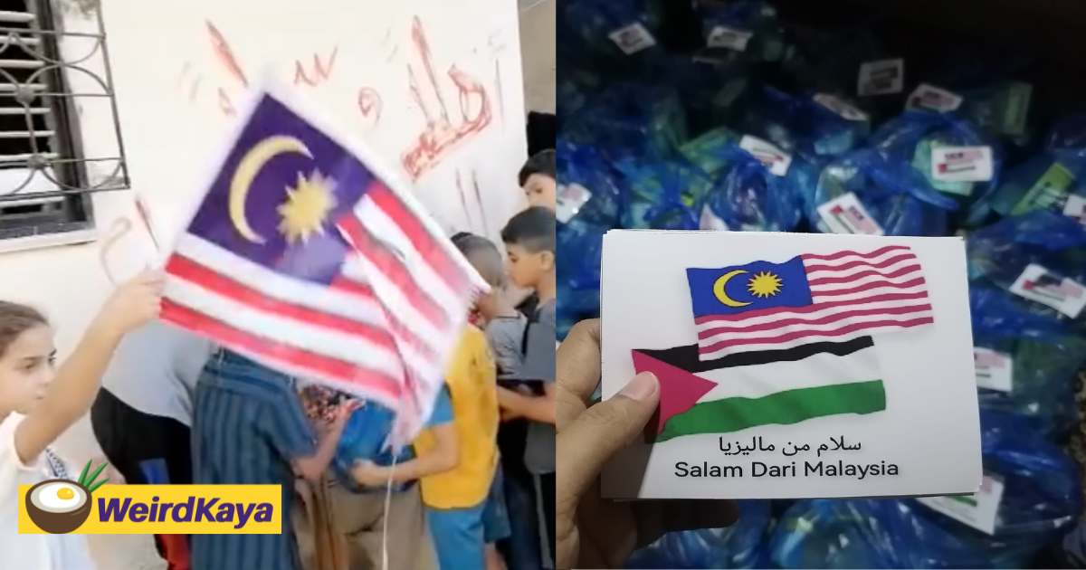 Palestinian children spotted waving m'sian flag as sign of gratitude for humanitarian aid | weirdkaya