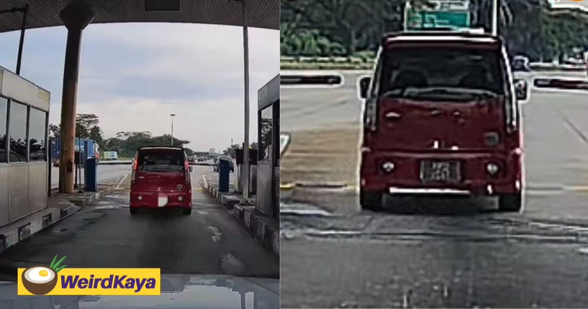 Perodua kenari drives through narrow gap between boom gate to skip out on toll fee | weirdkaya