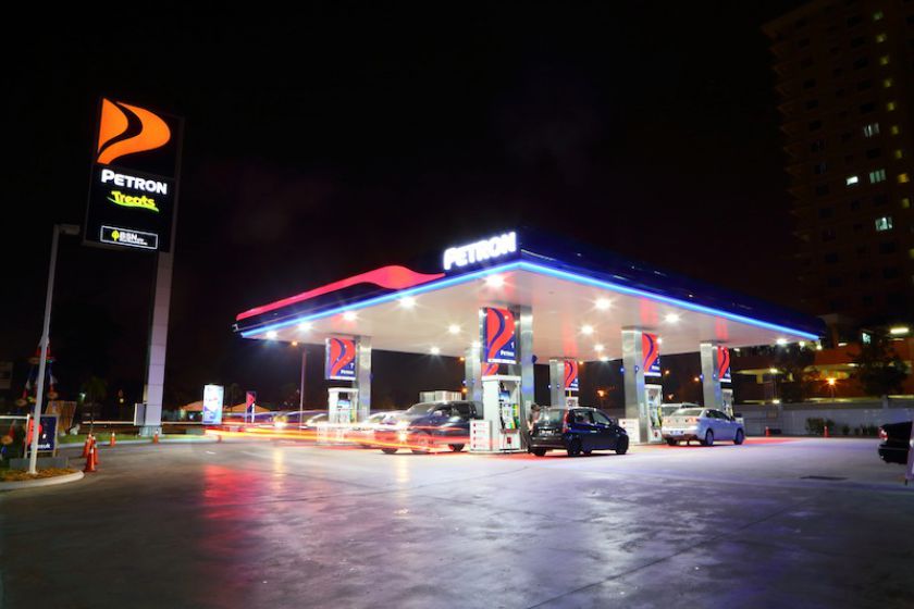 Petron station at night