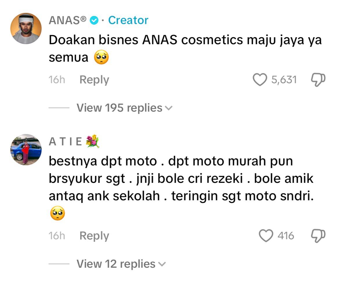 Kenderaan terbakar, anas zahrin beli motosikal buat pasangan suami isteri, netizen sebak doa murah rezeki. | weirdkaya