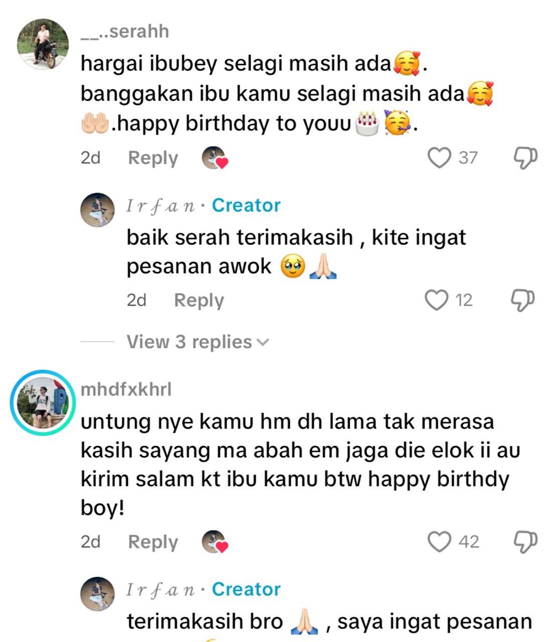 Ibu sambut hari jadi anak tercinta