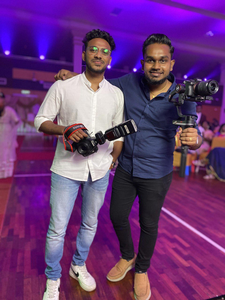 Wishnuendran balan with his friend at a wedding photoshoot