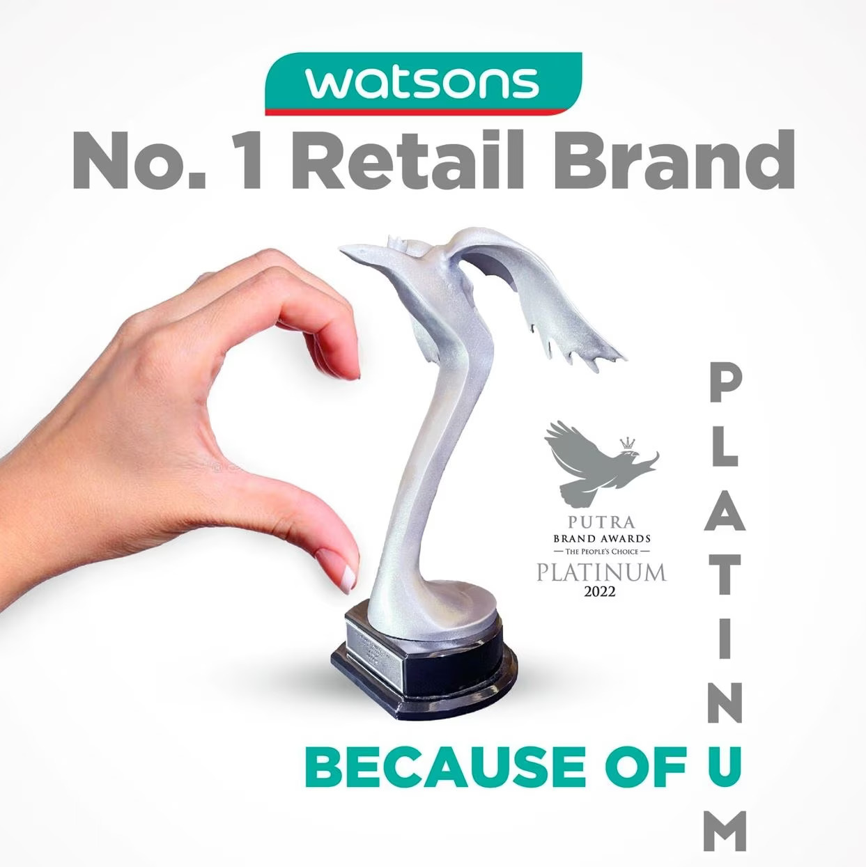 Watsons putra brand awards - platinum 2022