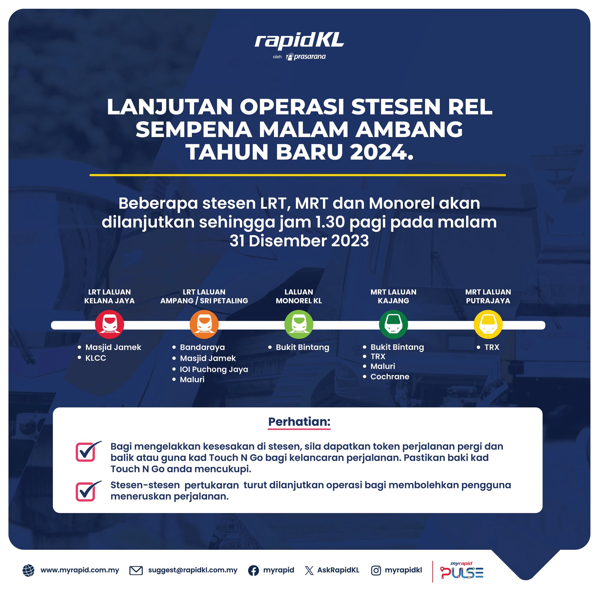 Rapidkl extends working hours for selected train stations