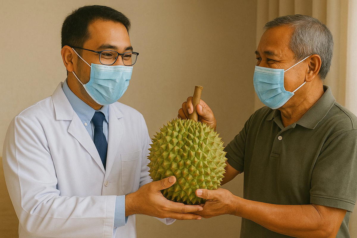 Receiving Durian from patient