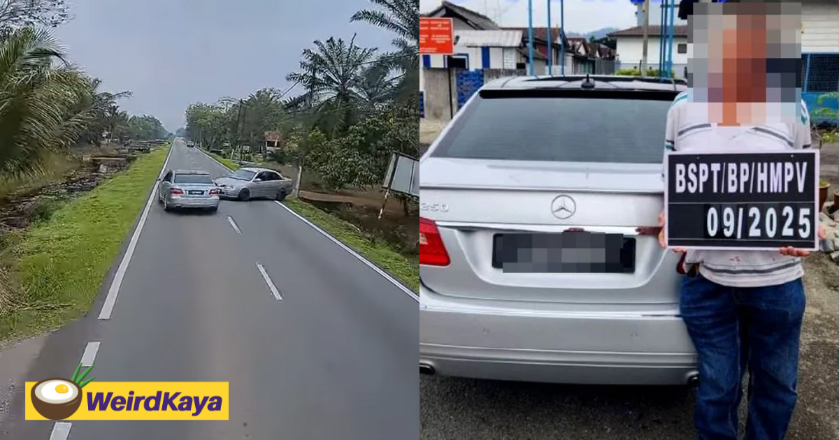 Mercedes-Benz Nearly Crashes Into Car While Overtaking In Johor, Driver Gets Arrested