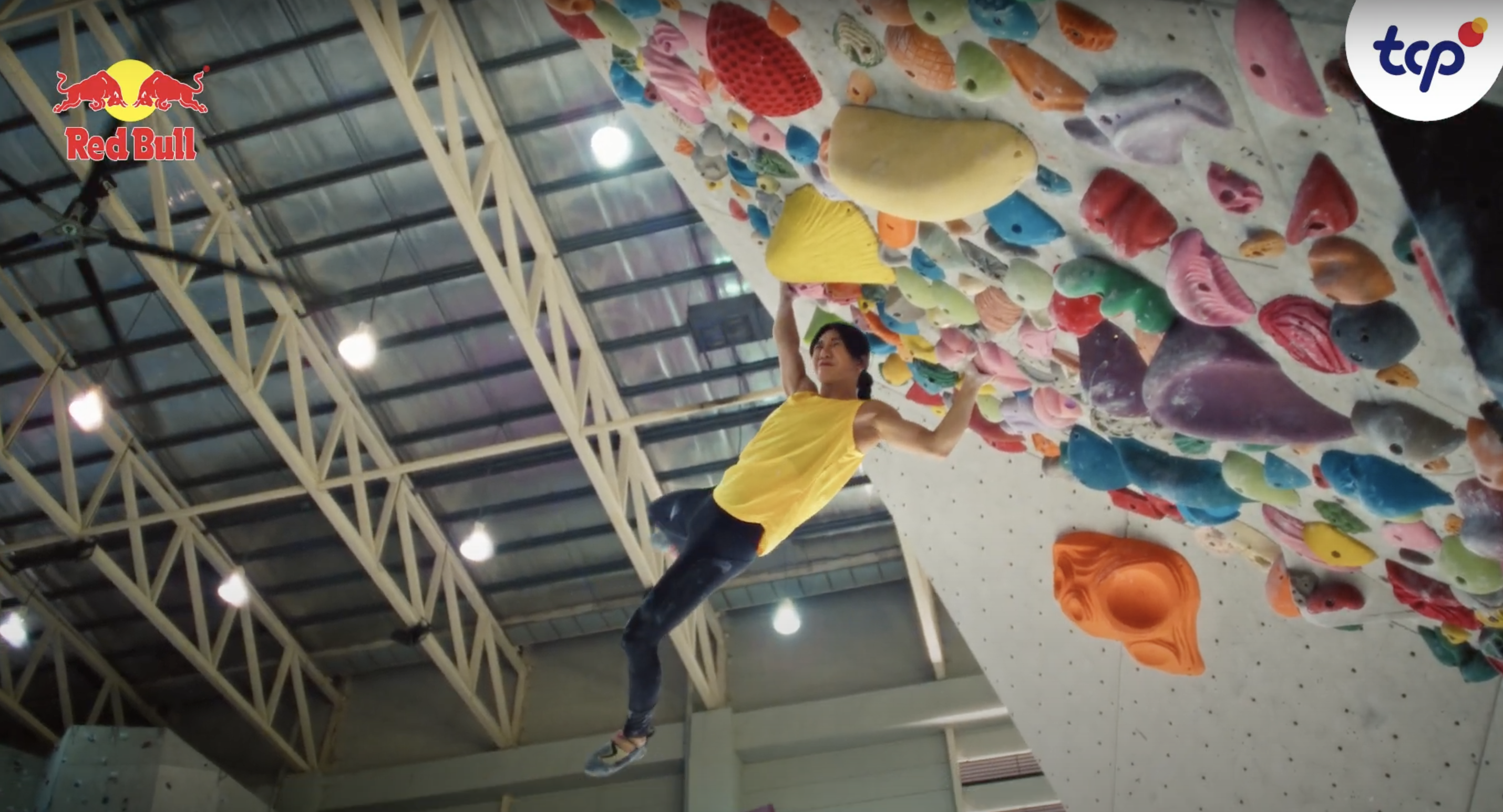 Renee on the wall in red bull video 2