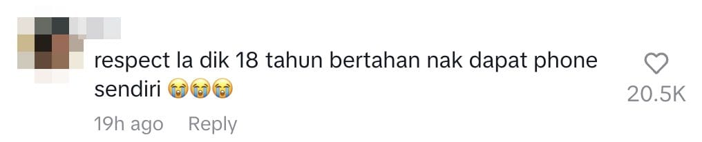 Respect for enduring until 18yo - comment 18yo get phone