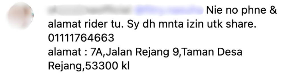 Rider's info