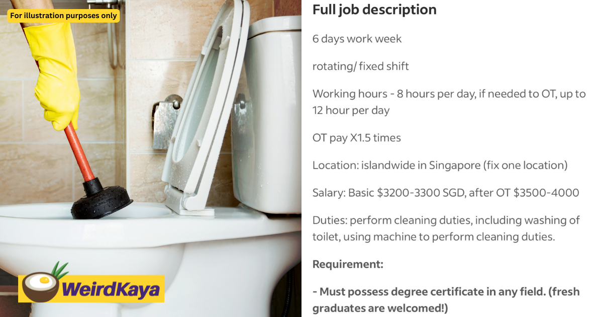 M'sians Stunned By Job Listing Offering RM13K Salary As Toilet Cleaner In S'pore