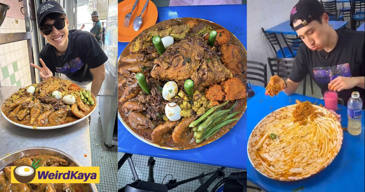 'rm300 nasi kandar' - s'porean sets record by eating biggest plate at famous penang shop | weirdkaya