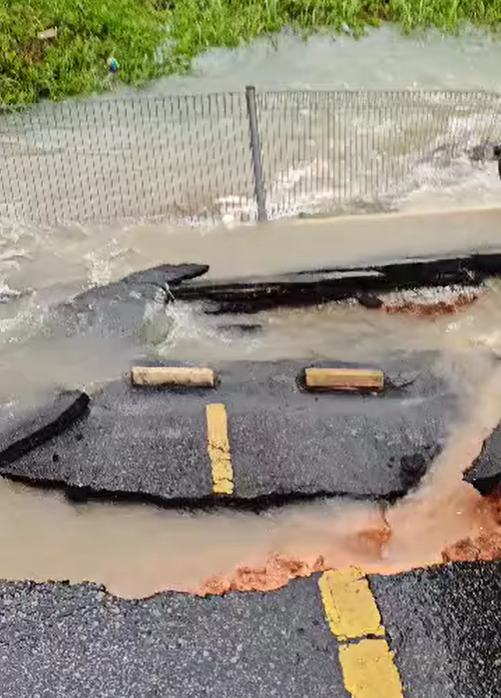 Road collapse due to big rain