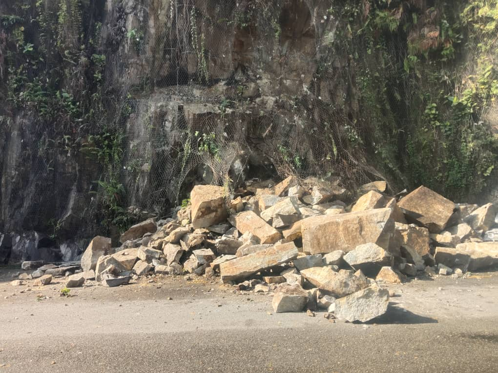 Rocks that fell near Ampang apartment