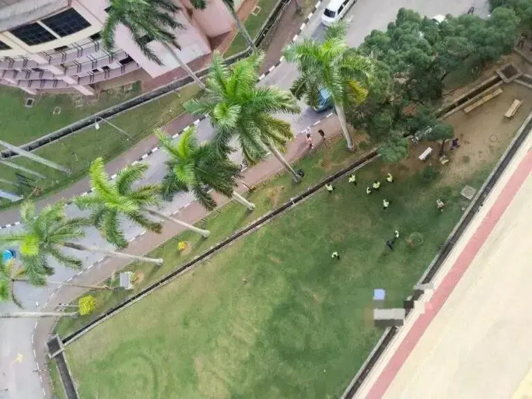 Scene after man fell from 7th floor of Kuantan Hospital