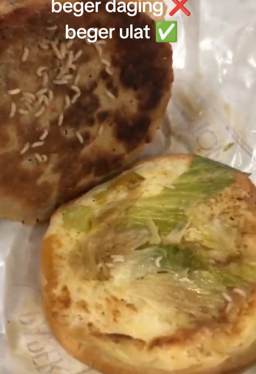 M'sian woman shocked to find maggots inside beef burger she bought from r&r stall