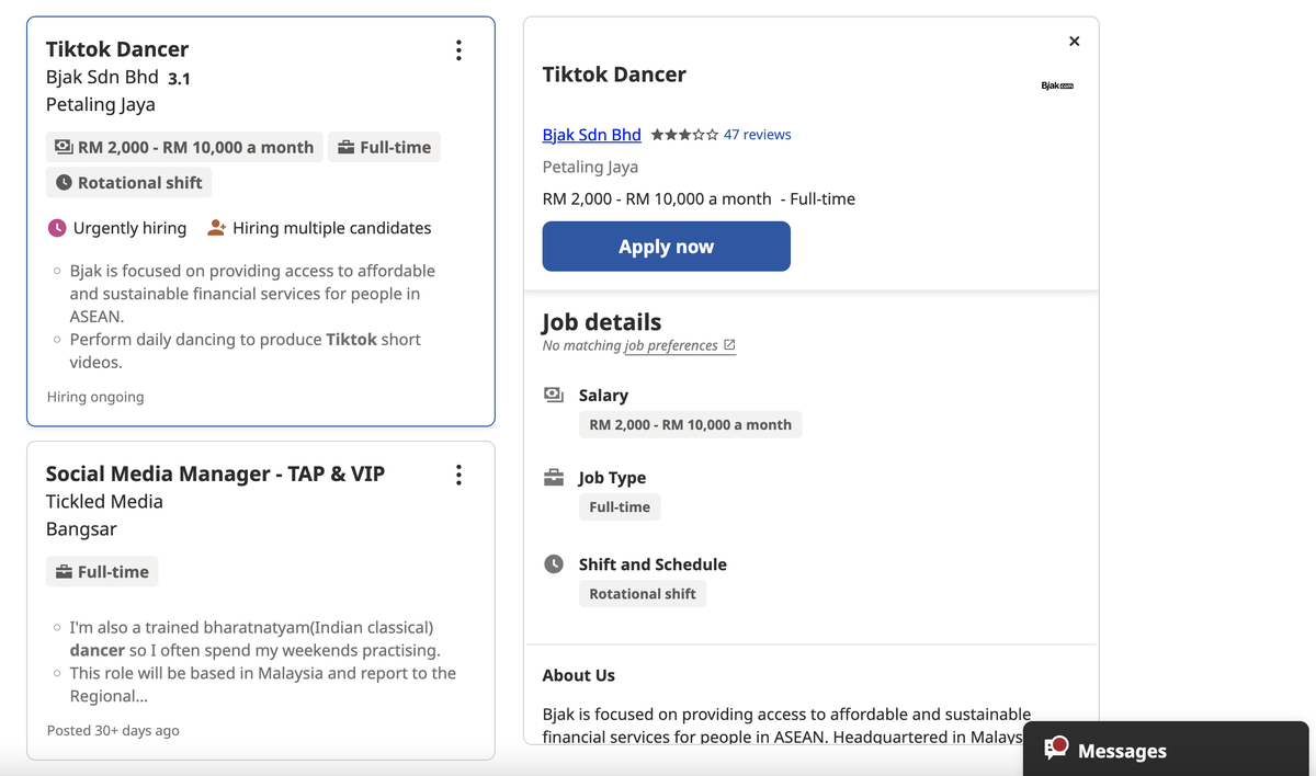 M'sian insurance company offers rm10k salary for full time 'tiktok dancers', leaves netizens amazed  | weirdkaya