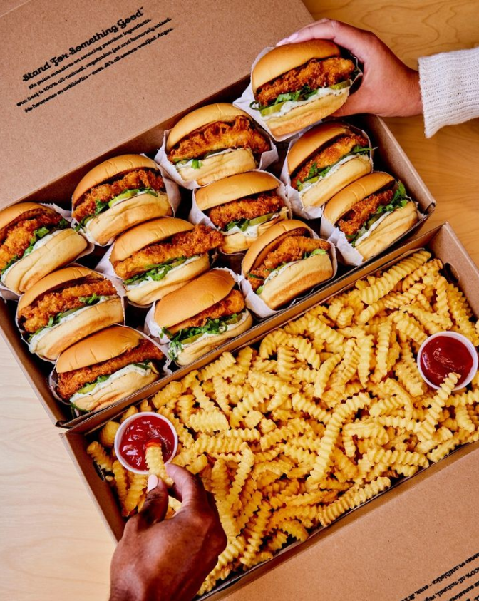 A big box of burgers and fries from shake shack