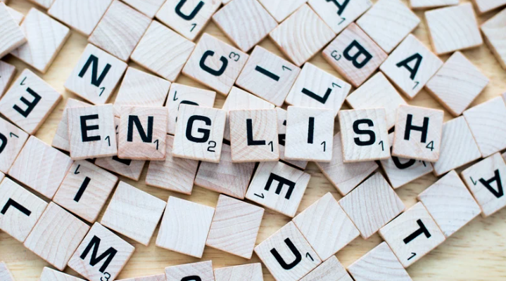 Blocks forming the word 'english'