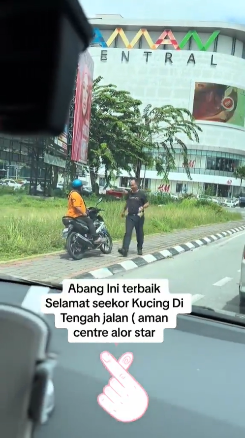 M'sian police officer praised for saving kitten trapped on a myvi's tyre