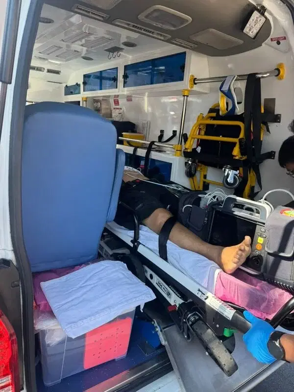 Sent to hospital via ambulance