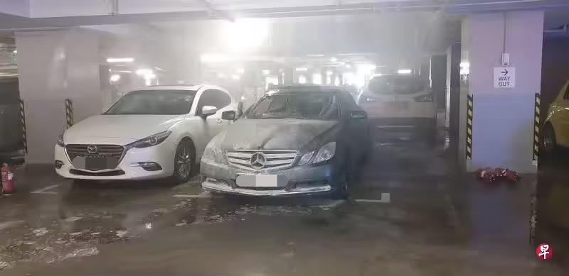 Sg man sets mercedes on fire