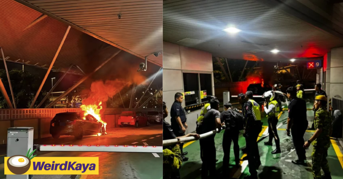 Sg-registered bmw bursts into flames at jb checkpoint | weirdkaya