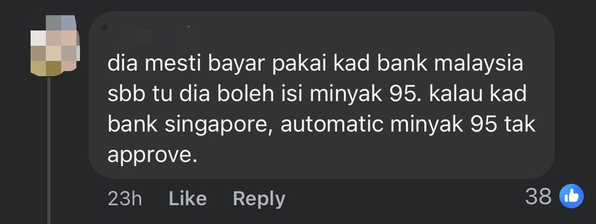 Not Again! Another Driver Gets Caught Fuelling SG-Registered Car With RON95 In Johor comment 1