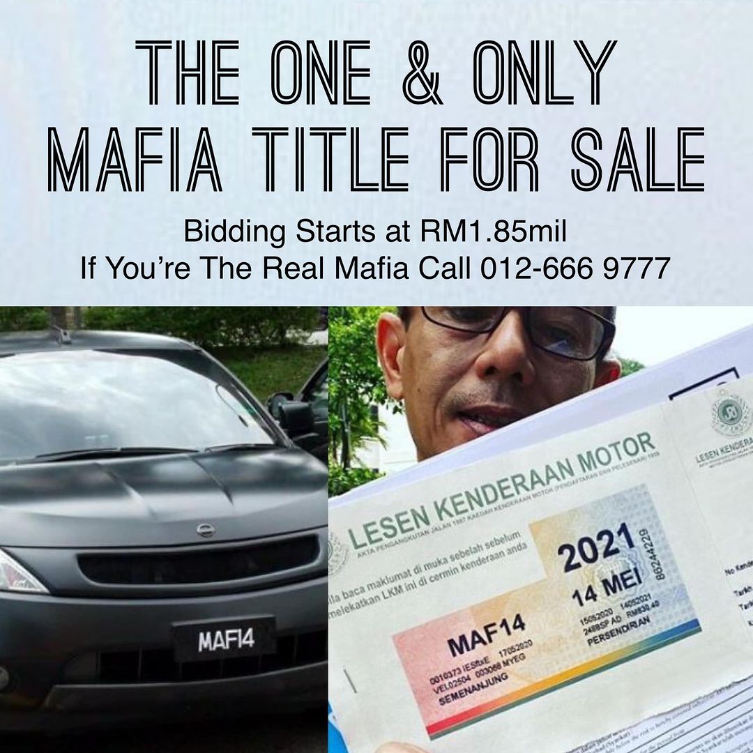 M'sian actor looking to sell 'maf14' license plate, bidding amount starts at rm1. 85 million | weirdkaya