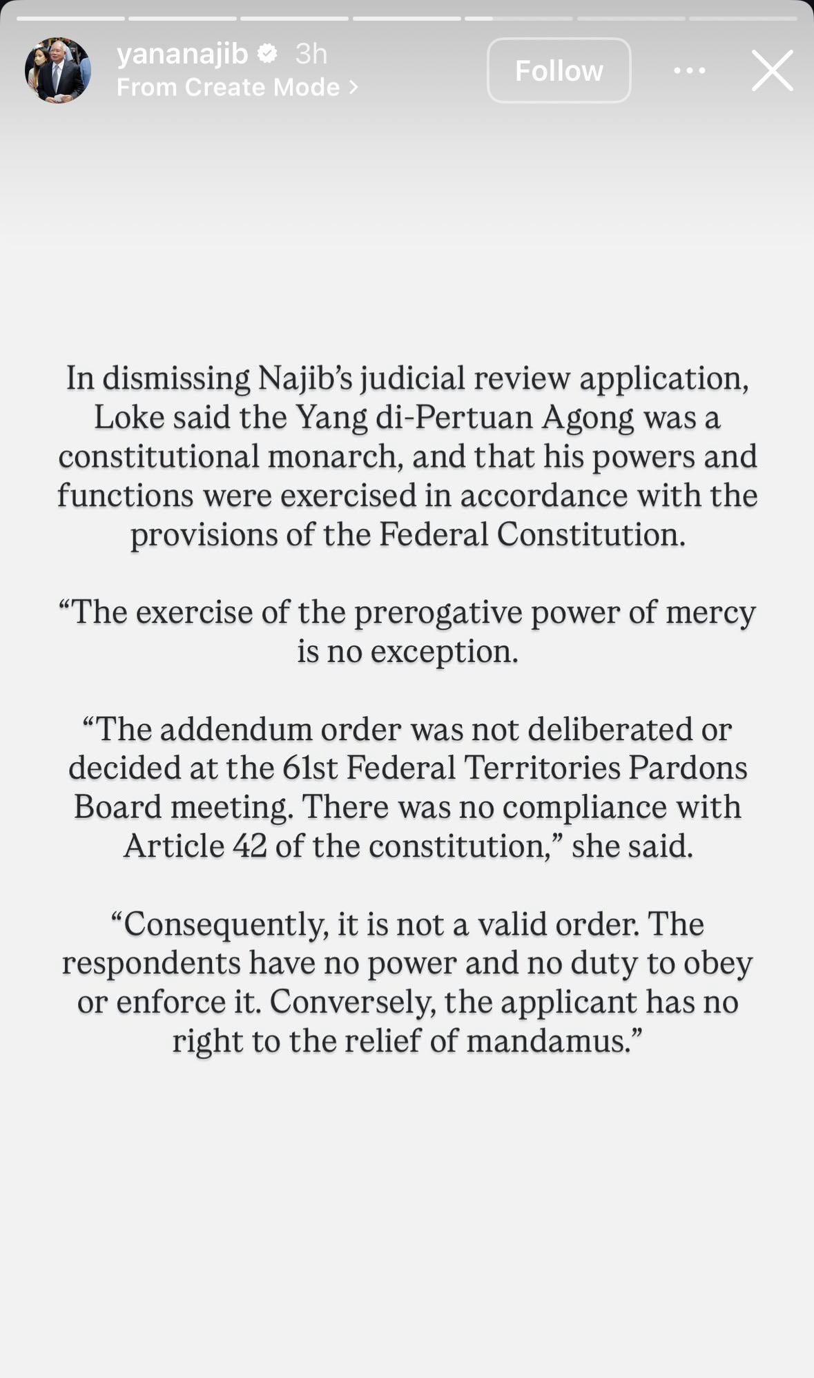 ‘So Sorry Daddy’ — Najib’s Daughter Tells Father To Stay Strong After Court Rejects House Arrest Bid