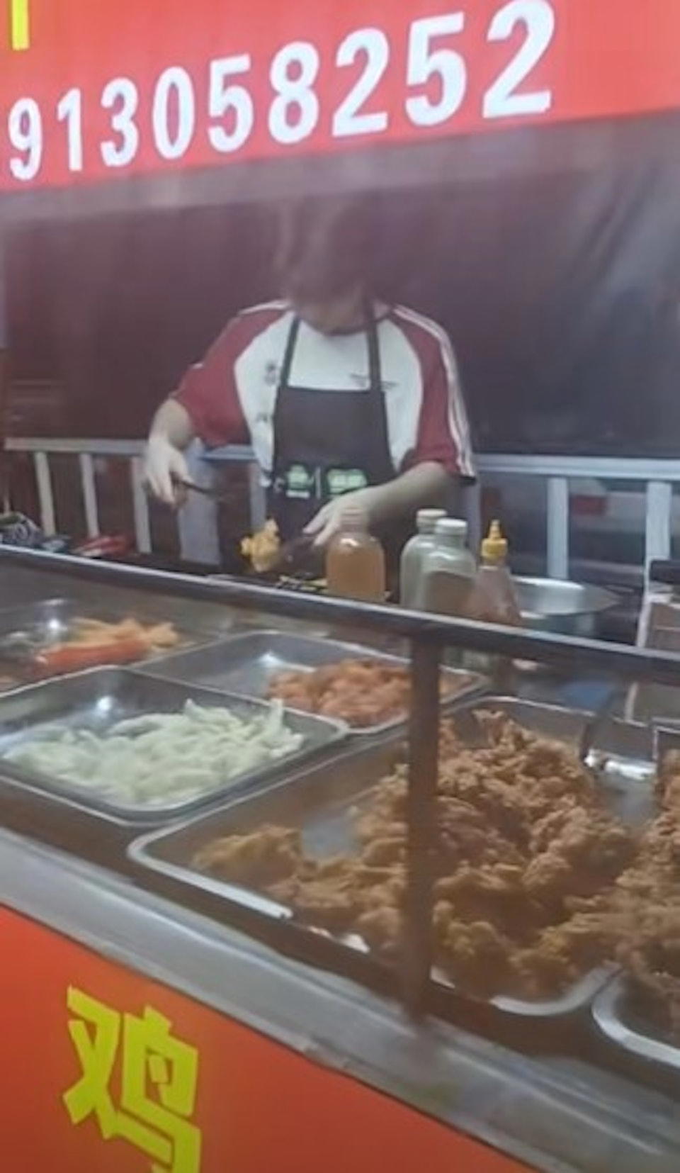 Son working as street vendor