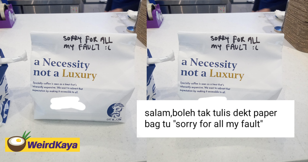 'sorry for all my fault' - m'sian delivery rider shares funny message a customer told him to write on his order | weirdkaya