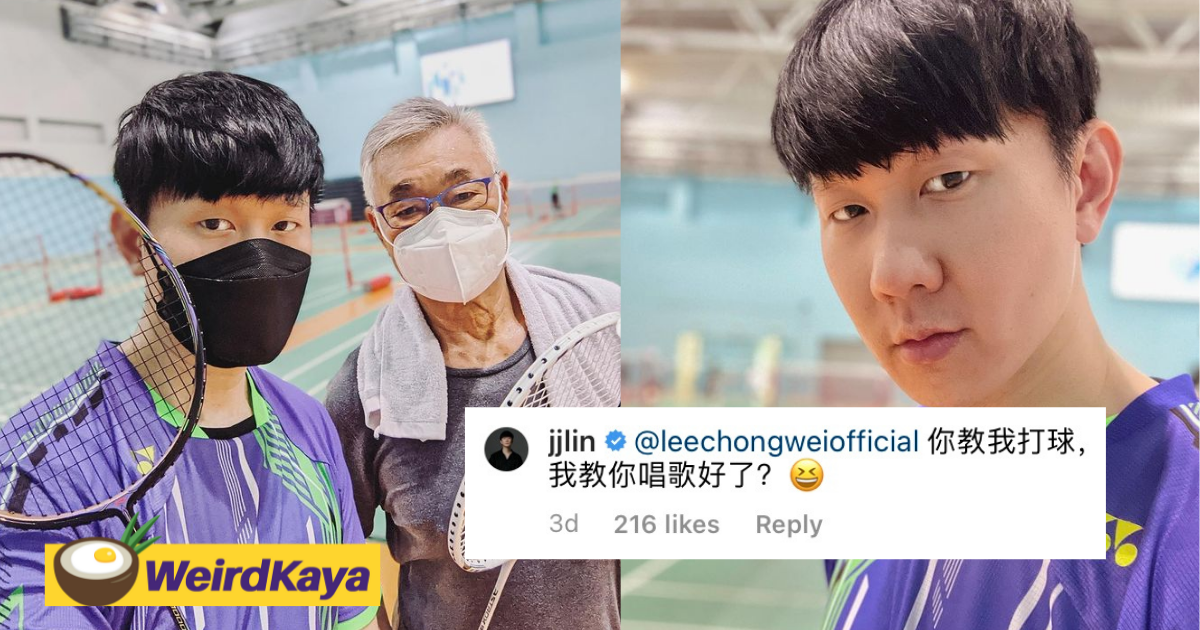 S'pore singer jj lin's badminton post receives funny exchanges with lee chong wei | weirdkaya