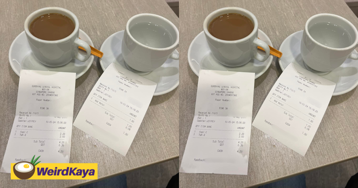S'porean Complains About Being Charged 1 SGD for A Cup Of Hot Water At A Hospital Coffee Shop