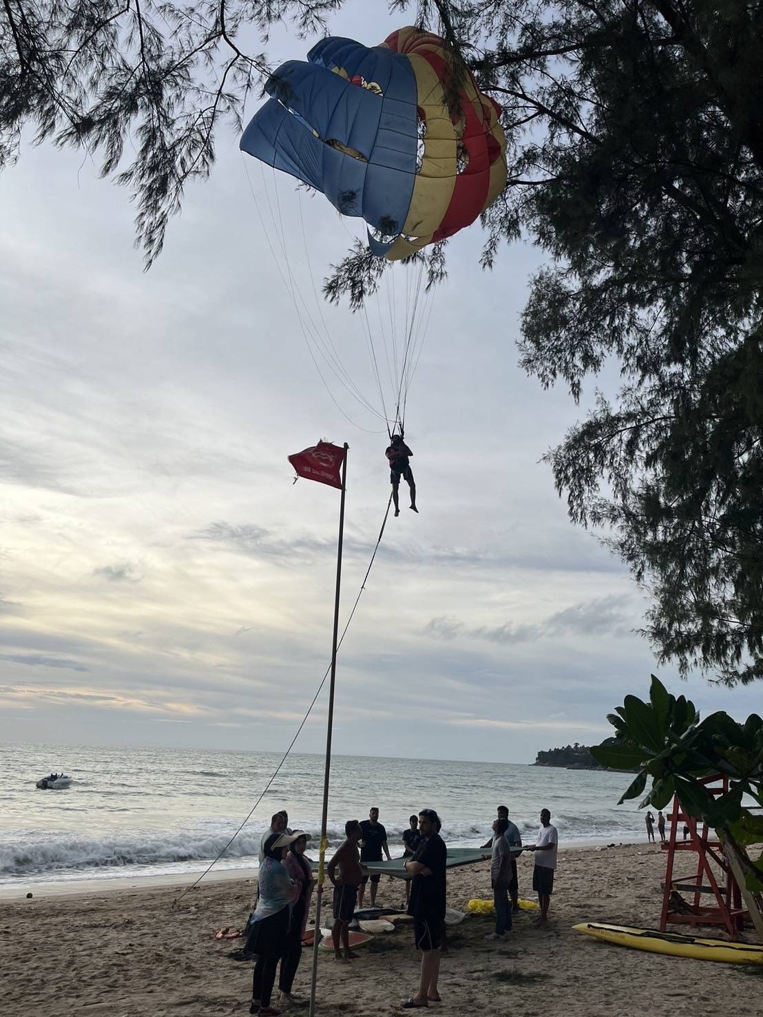 Stuck on tree while parasailing