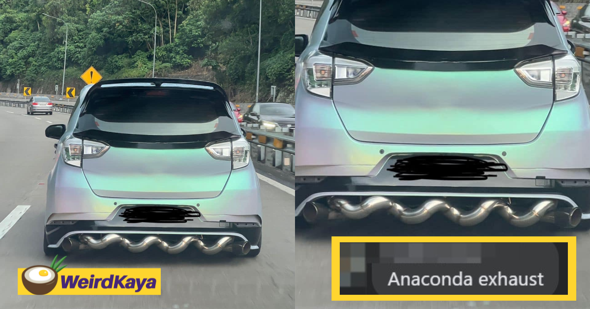 'super rare' - m'sians amazed by myvi sporting a snake-shaped exhaust pipe along the highway | weirdkaya