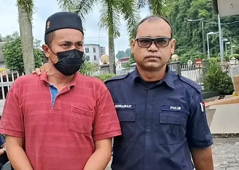 suspect with police
