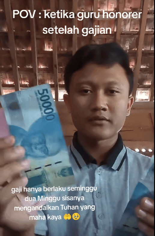 teacher showing her salary