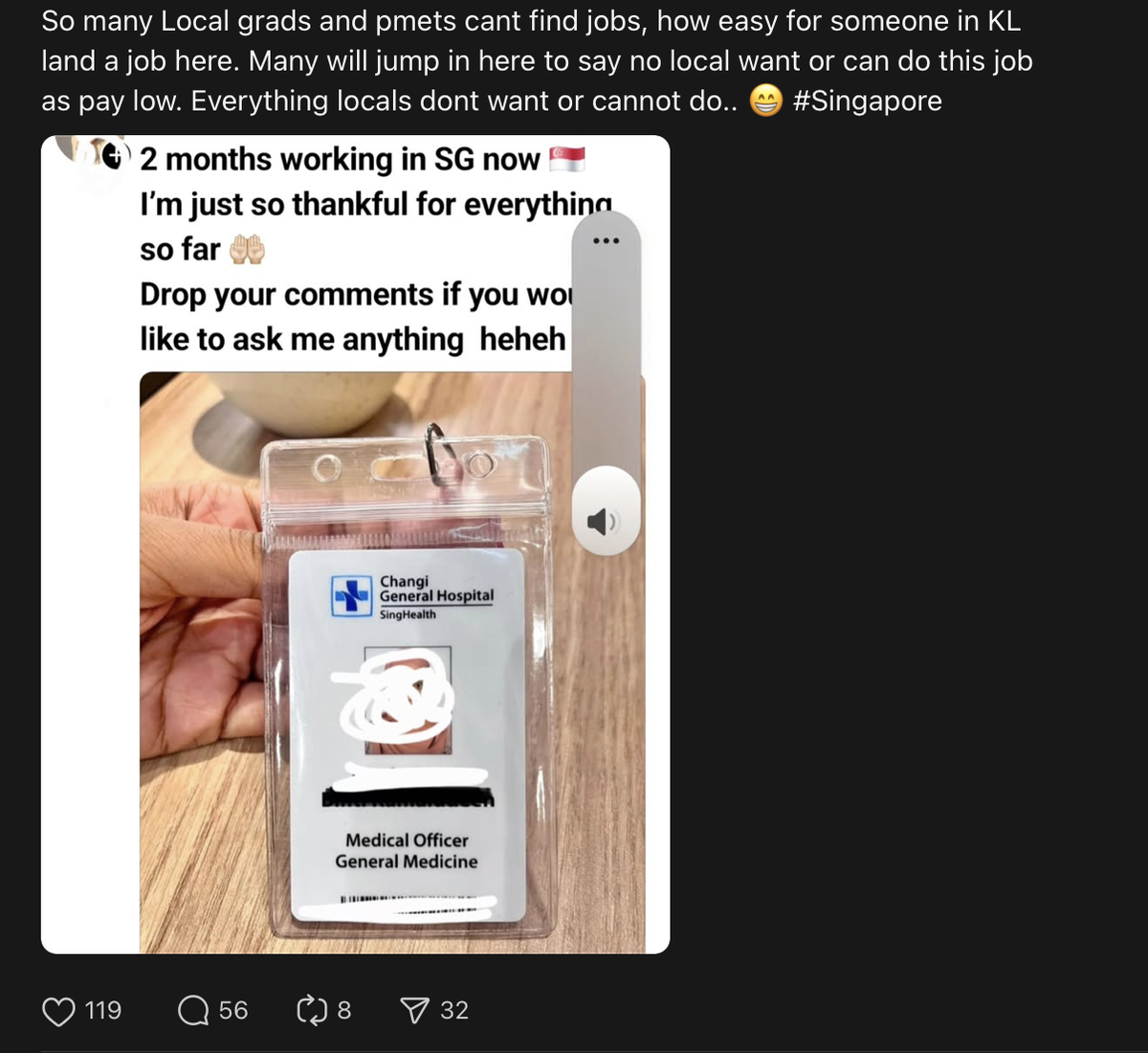 threads screenshotl sg netizen ask why it's easy for malaysian to land a job in singapore
