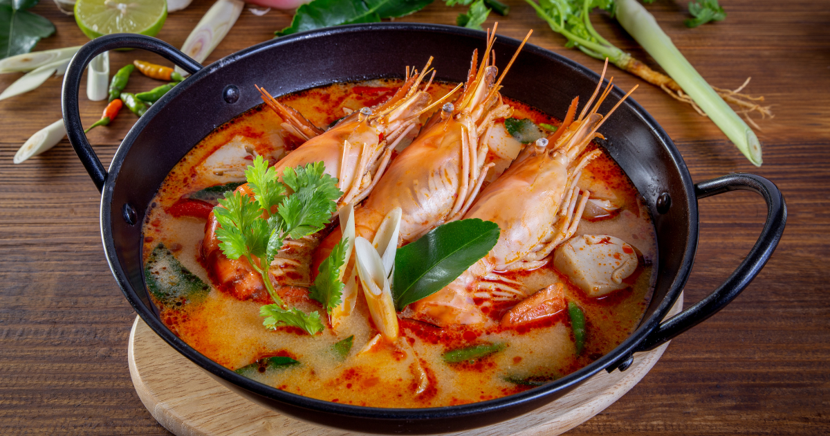 Tomyam thailand with cannabis leaves