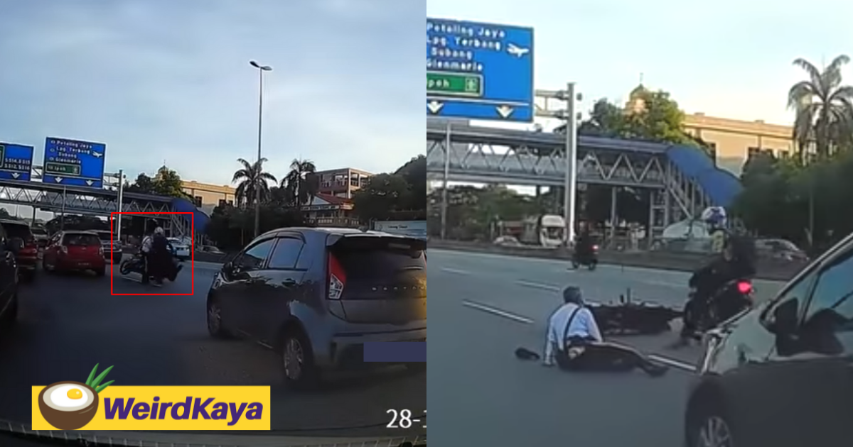 [video] traffic officer gets knocked over by motorcyclist while standing by the roadside | weirdkaya