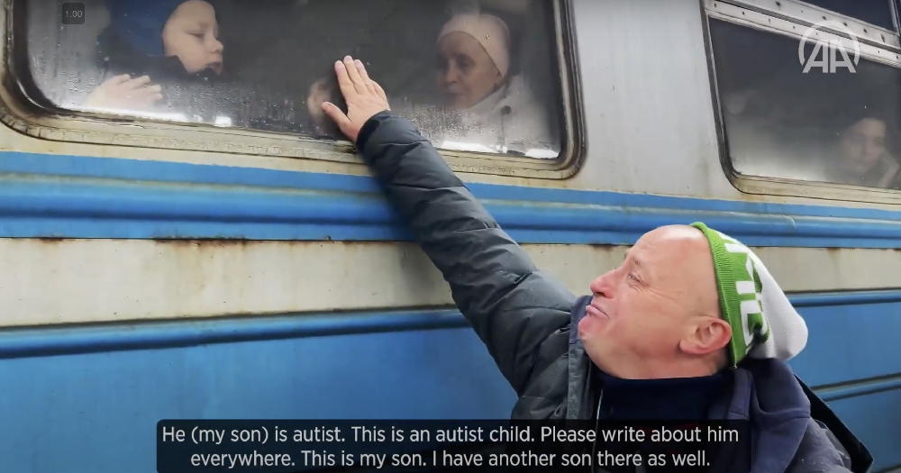 Ukrainian father bids farewell to autistic son after he chose to stay to 'protect the city' | weirdkaya