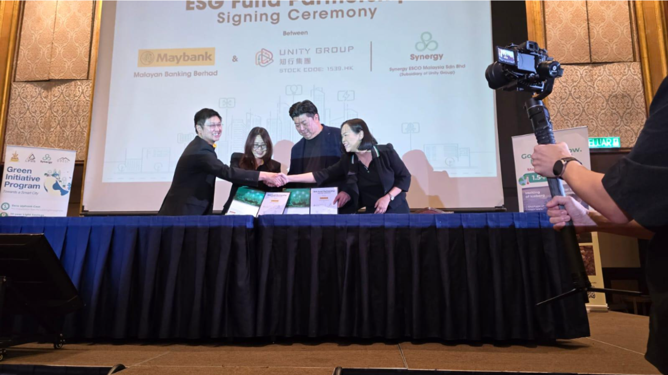 Unity group, synergy esco and maybank executives seal a strategic partnership with a signing ceremony