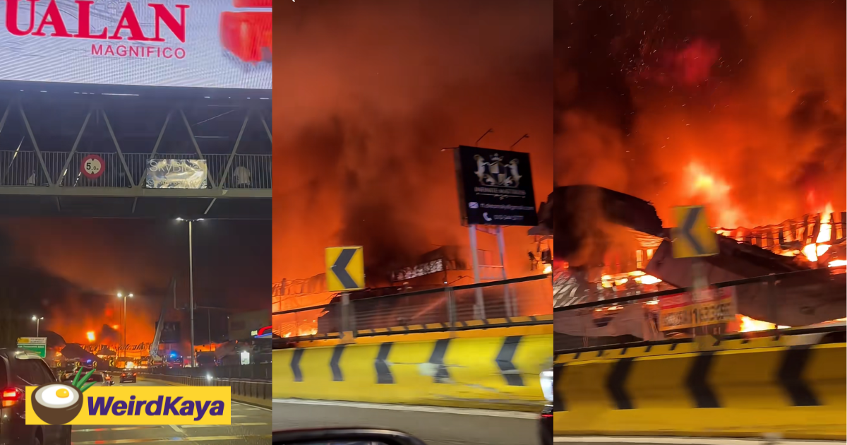 Viral footage shows massive fire consuming furniture shop near ldp | weirdkaya